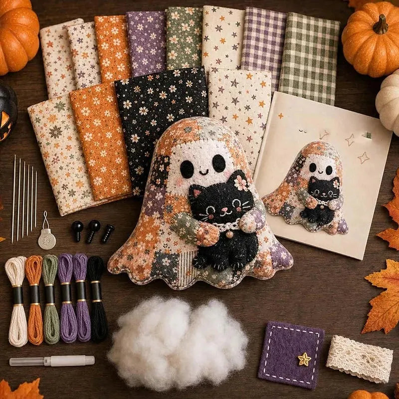 🔥HOT SALE🔥🔥LAST DAY 49% OFF🧵Little Ghost's Cozy Halloween DIY Patchwork Kit