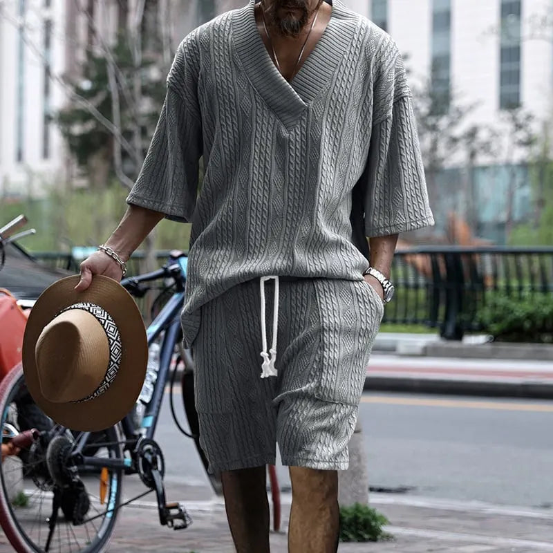 Casual Cable Knit T-shirt Set