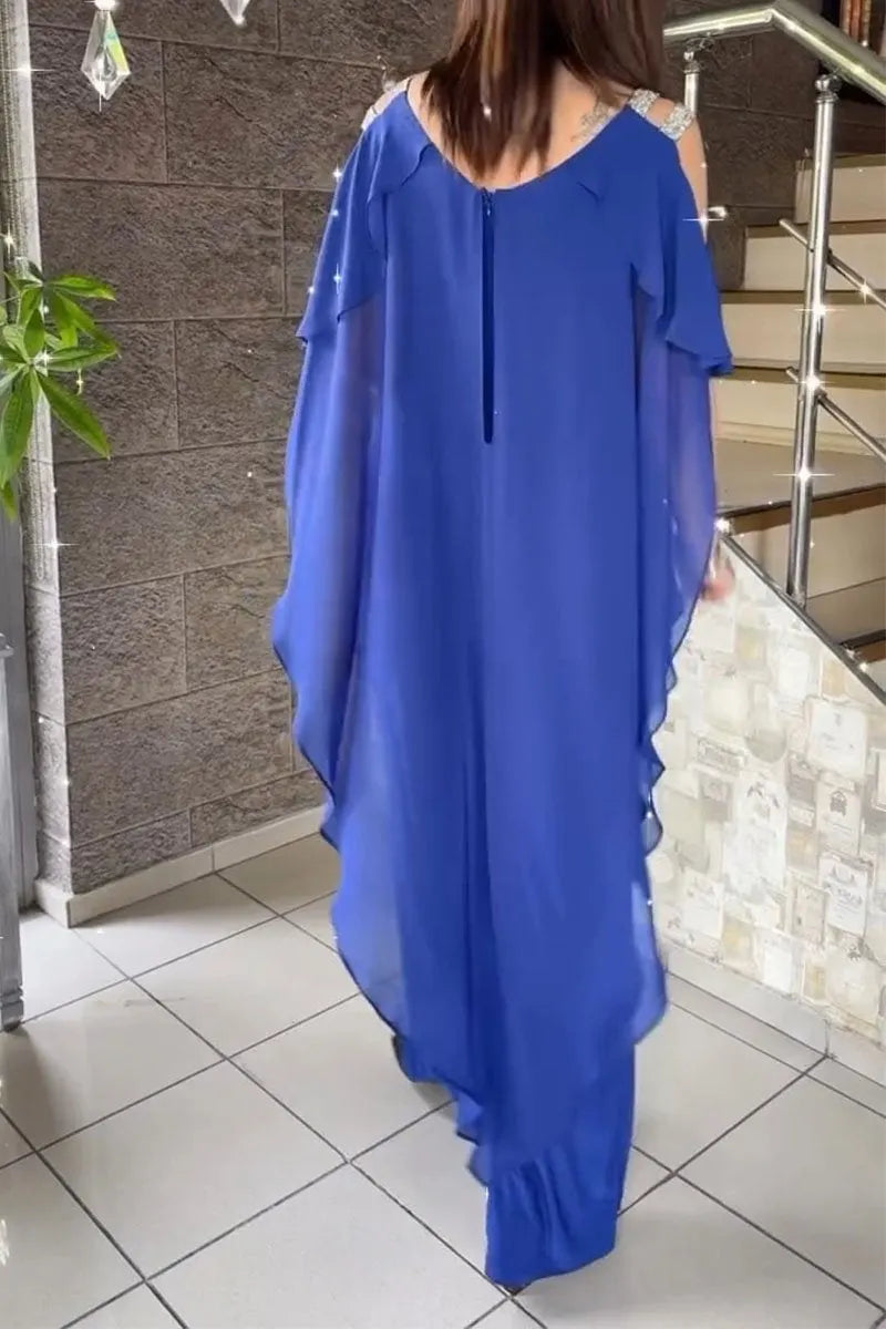 Women's Off-shoulder Chiffon Top and Pants Set