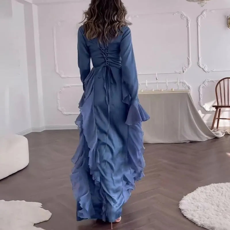 Elegant High-Waisted Patchwork Dress