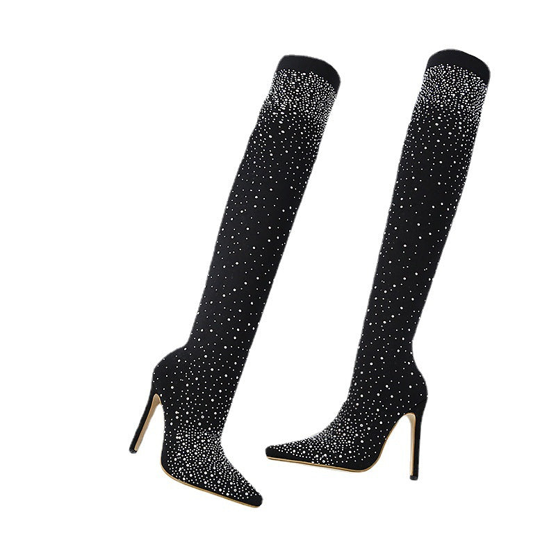 💎✨Women’s Sparkly Faux Diamonds Over-the-Knee Boots