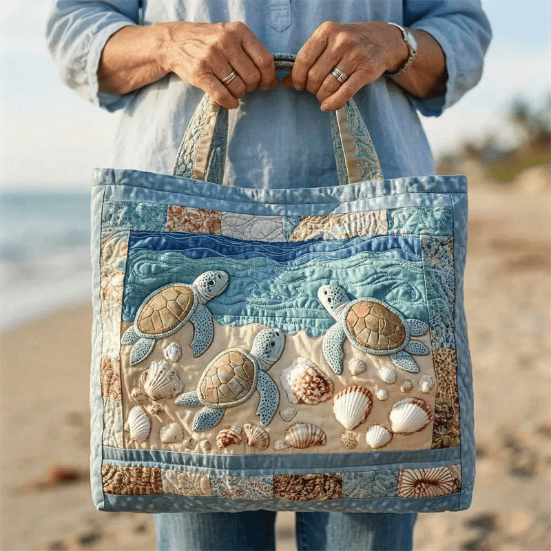 Turtle Haven Quilted Tote Bag