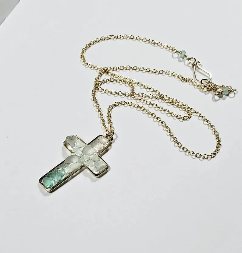 Sea Glass Cross Necklace