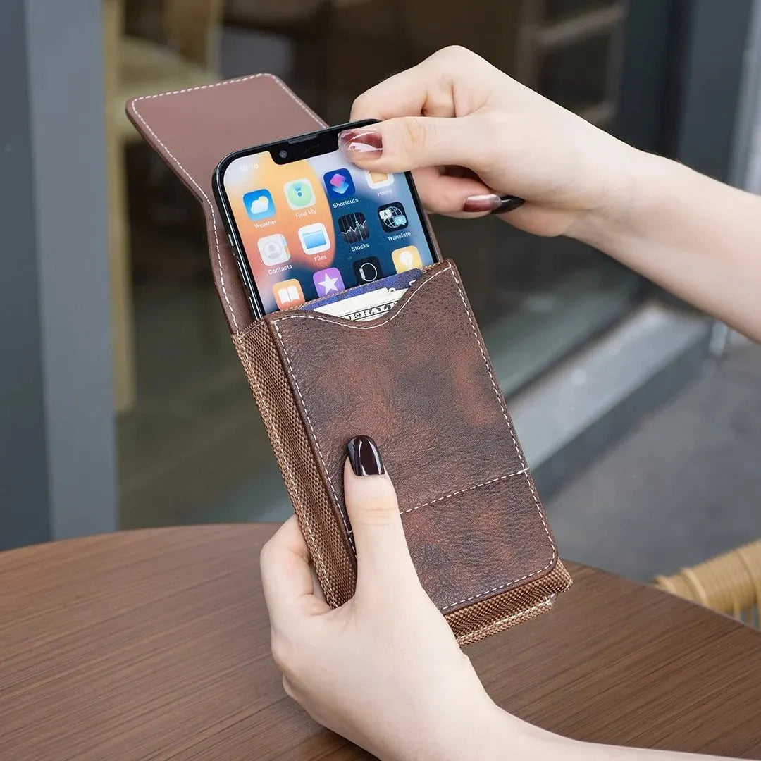 🔥 HOT SALE 🔥⚡Big Discount | Waist Belt Cell Phone Pouch 📱 Multi-Pocket Leather  Card Holder