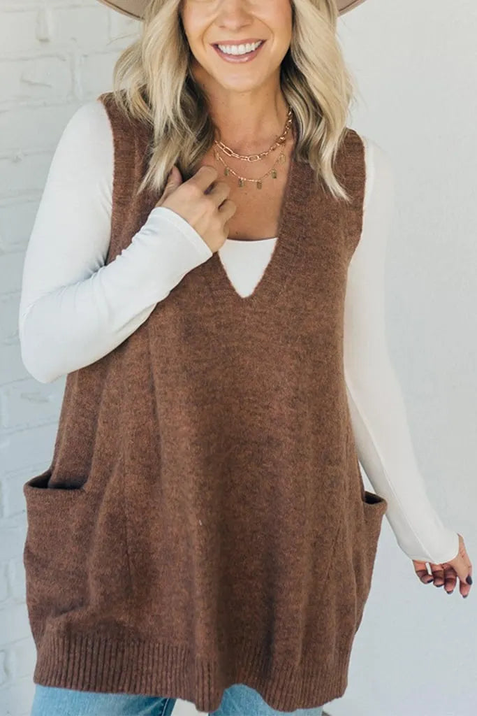 Women's Cozy Pocket Sweater Vest