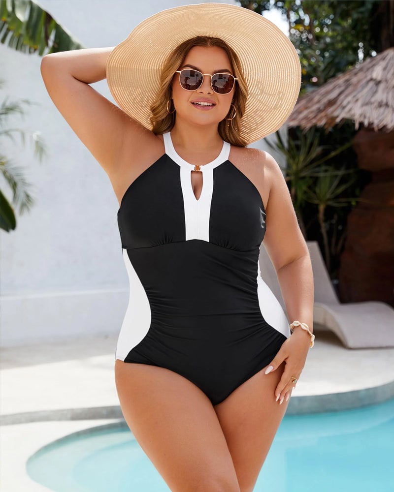 👙Full Coverage Retro Color Block Swimwear