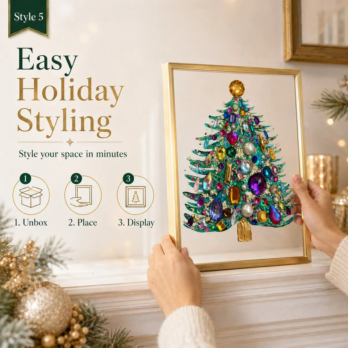 🎉🎄diy Jeweled 3D Christmas Tree Framed Art — Fill Your Home with Sparkling Holiday Magic! ✨💎