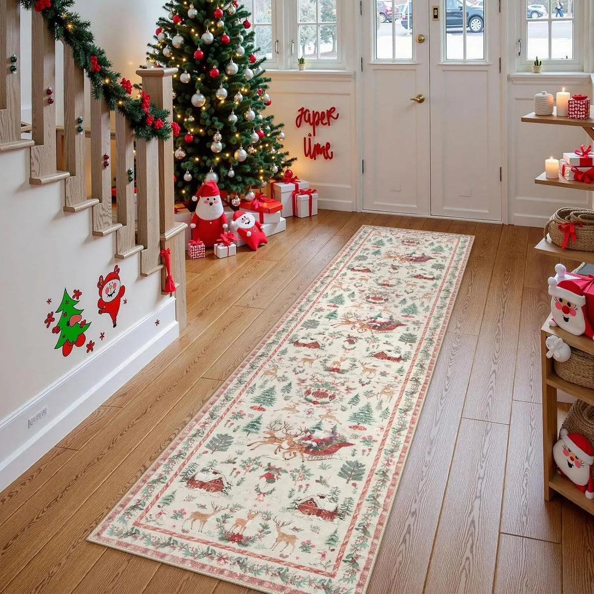 🔥LAST DAY 49% OFF🦌🎄🎅⚡Christmas Deer Santa Long Rug