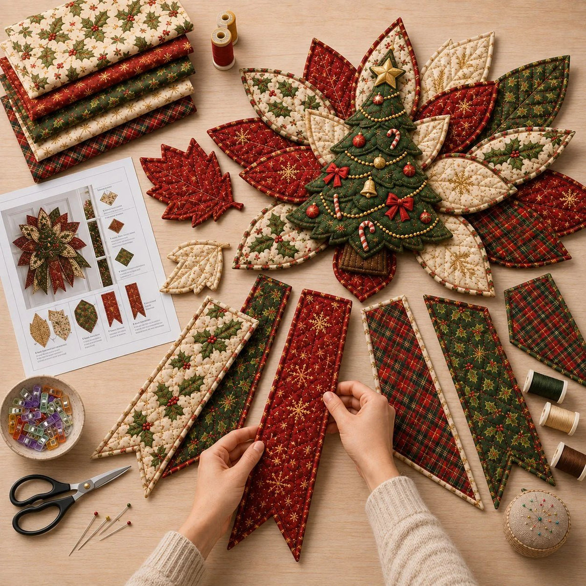 🎉Beginner-Friendly Oversized Christmas Character Quilted Door Hanger Sewing Kit 💕