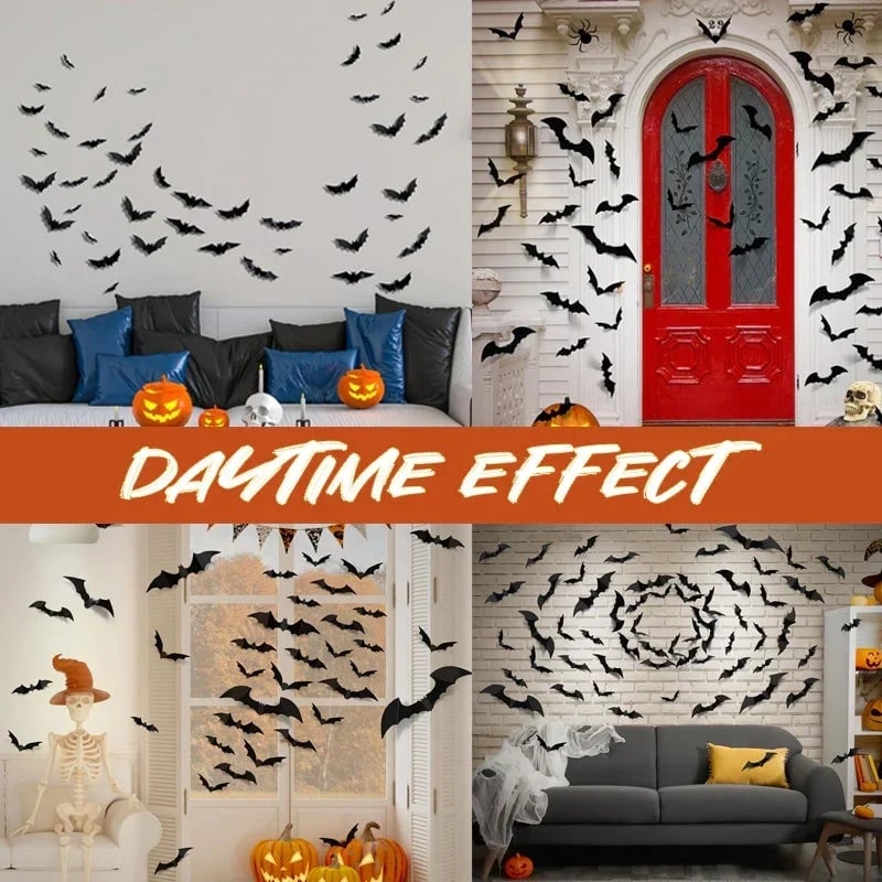 🎉🔥 2026 Hot Sale 3D LED Bat Wall Decorations – 12/24PCS Light-Up Halloween Decor for Walls, Windows & Parties