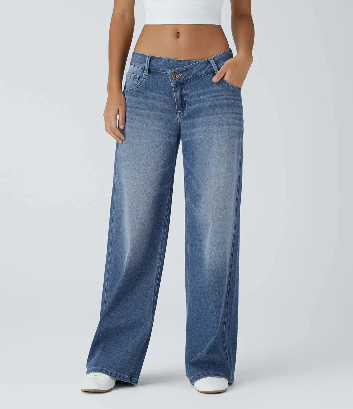 Women's Baggy Wide Leg Washed Casual Jeans
