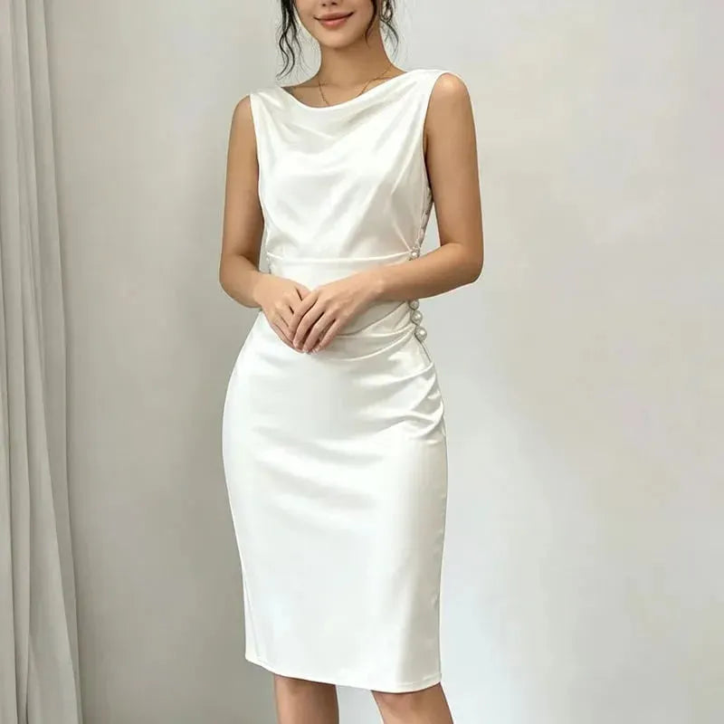 Women's Sleeveless Cowl Neck Midi Dress