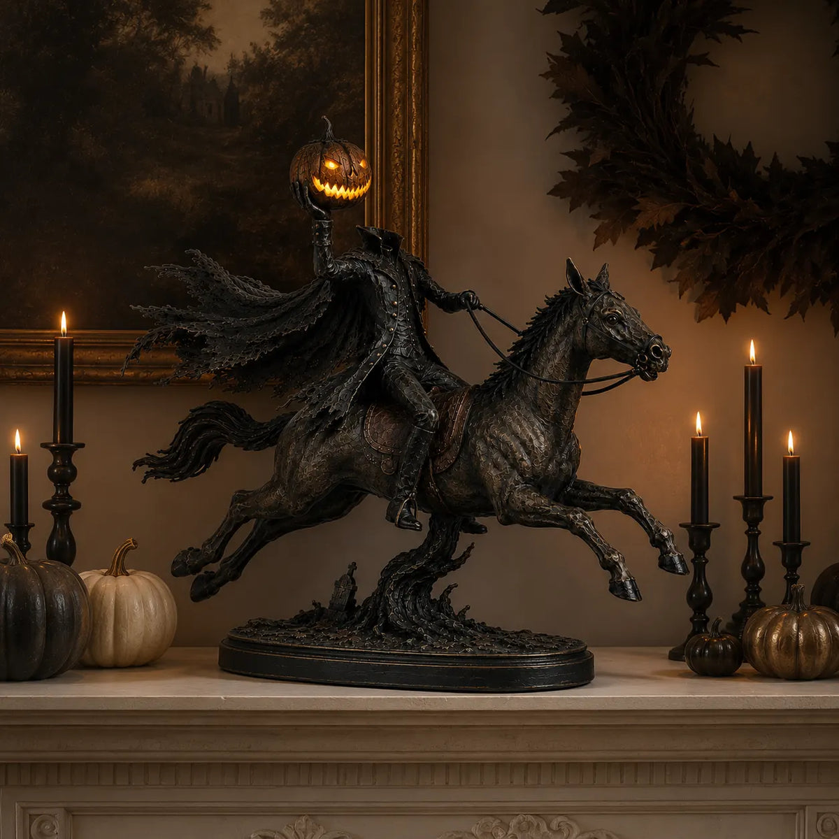 Lighted Headless Horseman Statue