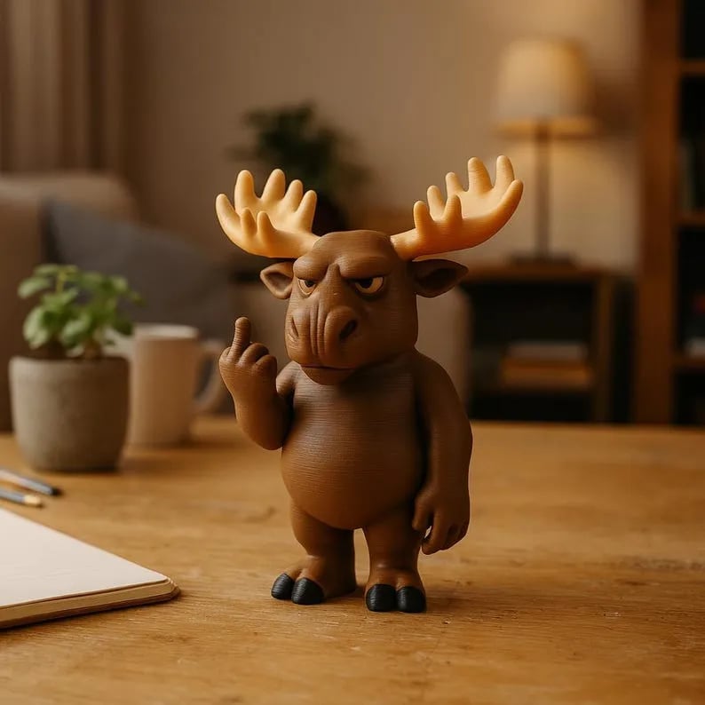 Middle Finger Moose Figurine