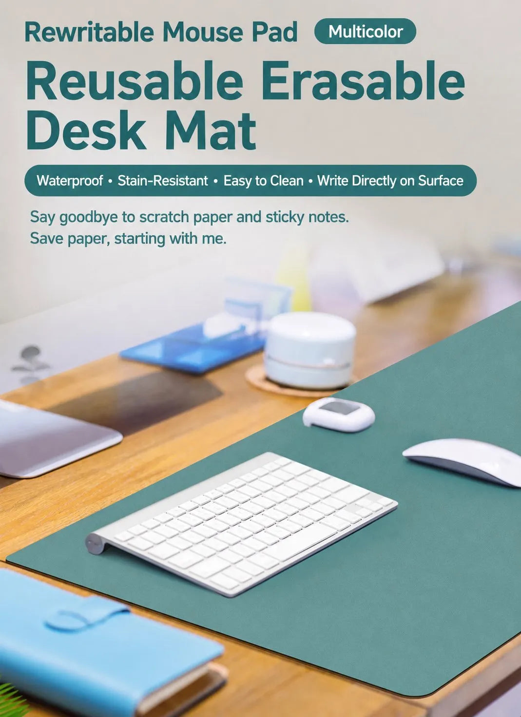 🧽🖊️ Writable Desk Pad – Reusable Erasable Mouse Pad with Waterproof Surface