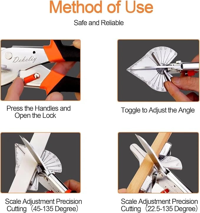 🎉 ⛏️Multi Angle Miter Shear Cutter, Stainless steel material, 45°-135° Adjustable Angle Trim Scissors Hand Tool