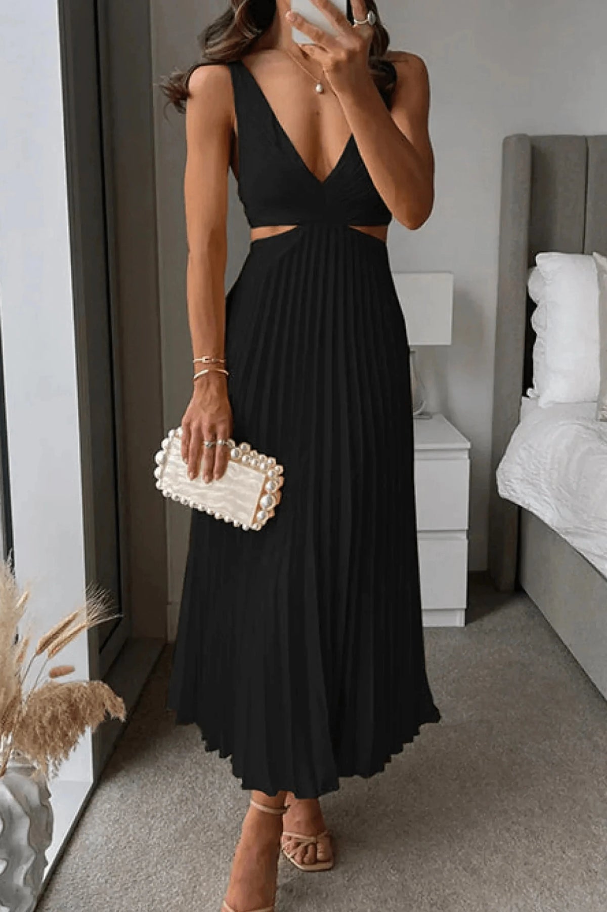 Estella Cutout Waist Loose Midi Dress