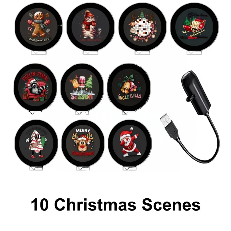 🔥 HOT SALE 🔥Plug-&-Play HD Christmas Projector – 6 or 10 Festive Scenes