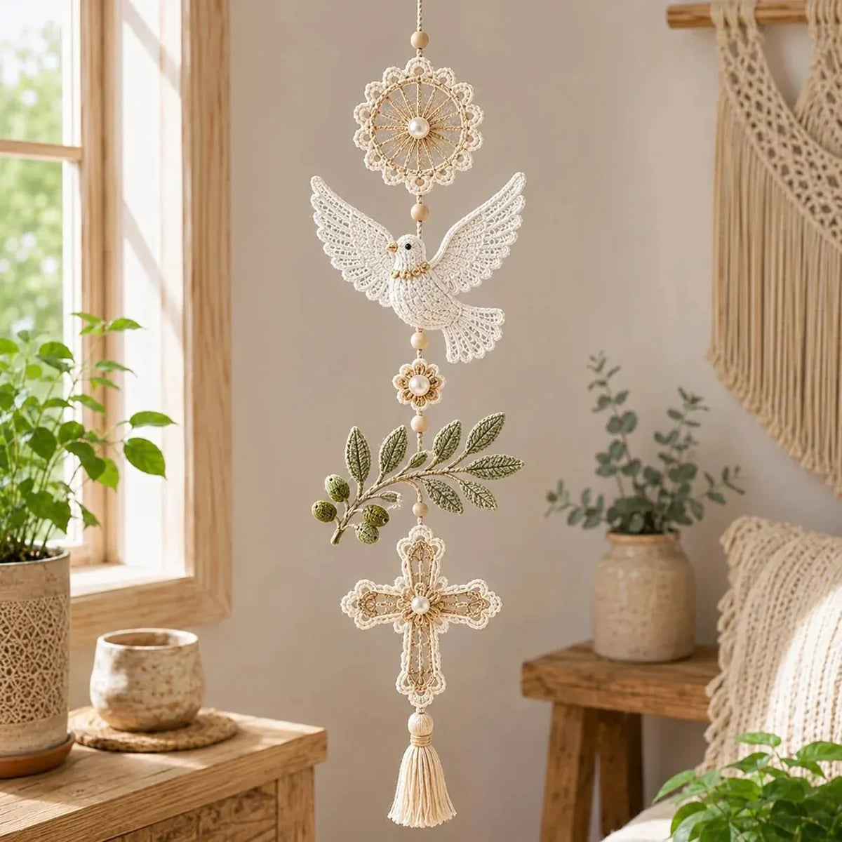 🎉✝️Blessed Faith Hanging Cascade – Finished Ornament or DIY Crochet Kit