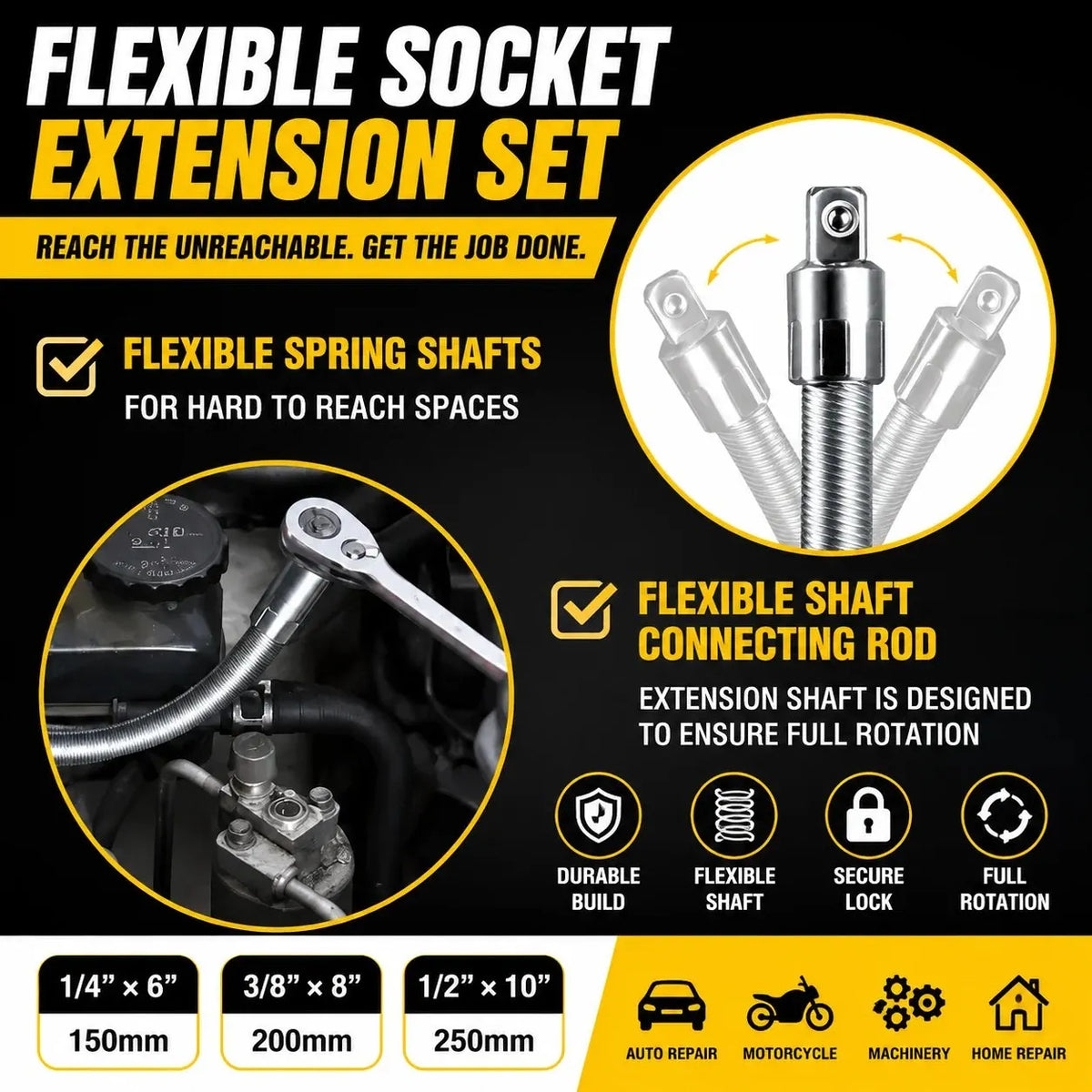 🎉Hot sell Universal Flexible Wrench Socket Tool – High Torque & Tight Space Repair Adapter