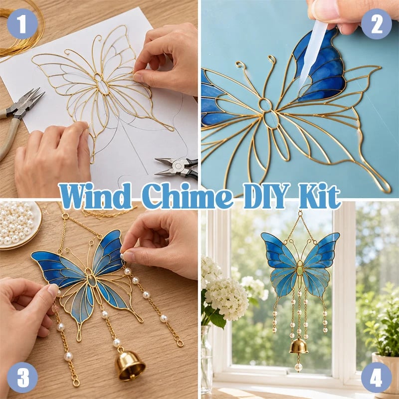 🎉49% OFF - 🦋DIY Filigree Cloisonne Enamel Butterfly Wind Chime Craft Kit