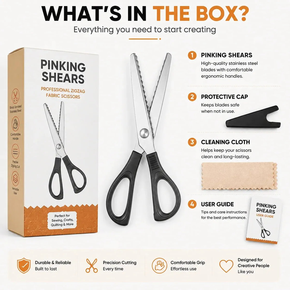 🎉✂️ Professional Pinking Shears – Stainless Steel Zigzag Fabric Cutting Scissors