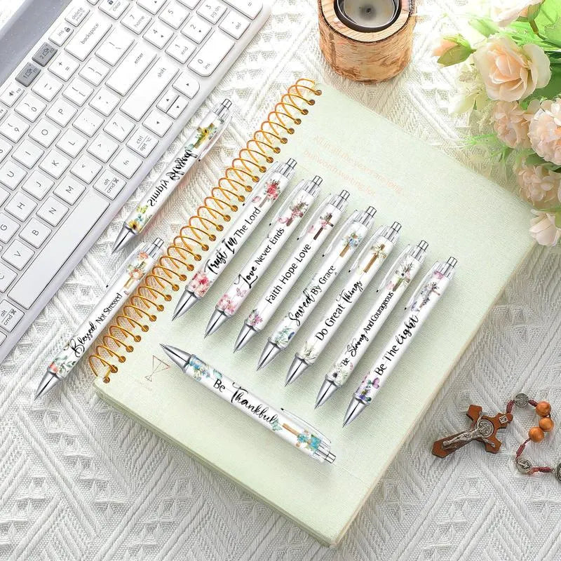 ✝️Christian Gifts Set: Motivational Pens & Bible Verse Notebooks – Inspire Your Faith Journey🌸