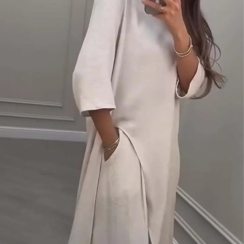 💃Limited Sale 49% OFF💕Solid Color Asymmetrical Top & Wide-Leg Pants 2-Piece Set