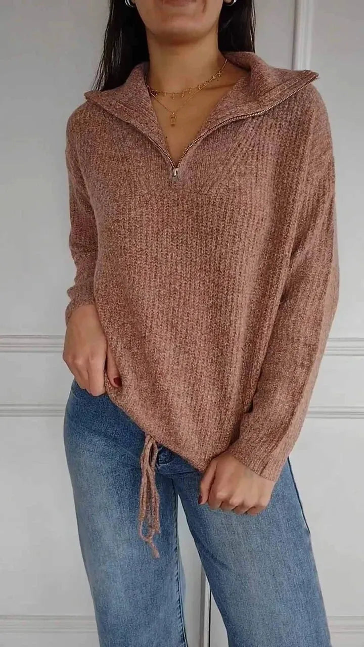 Solid Color Base Stand Collar Sweater