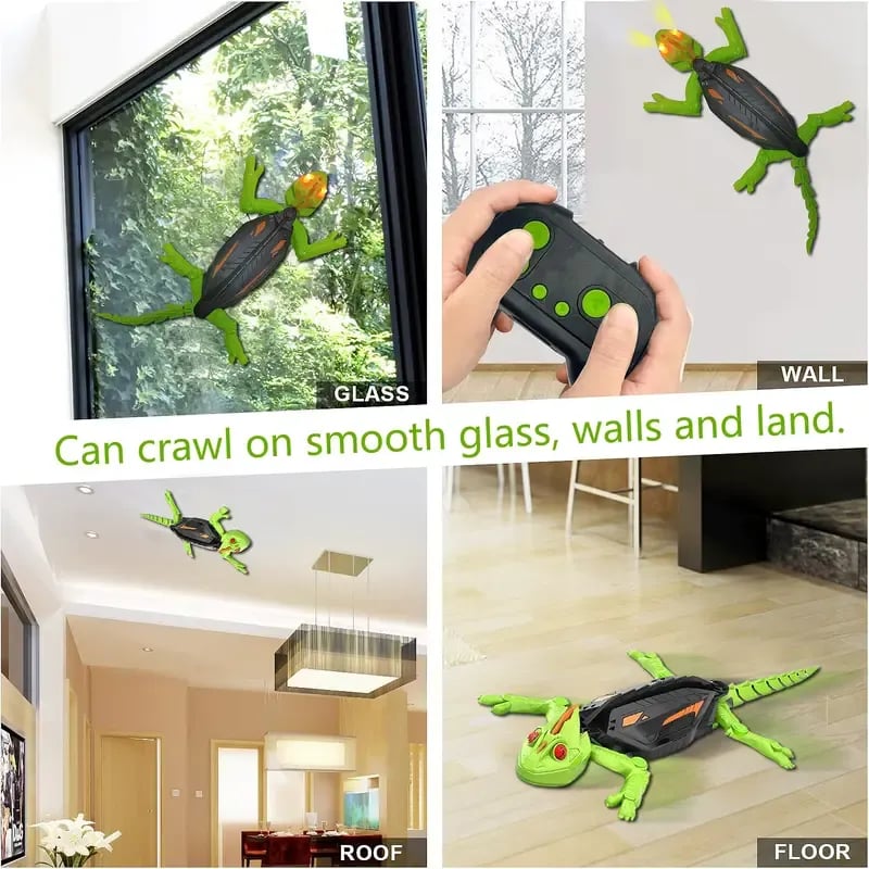 🎉🎁49% OFF🔥🦎 Wall Crawler Gecko – Remote Control Wall-Climbing Toy with LED Eyes