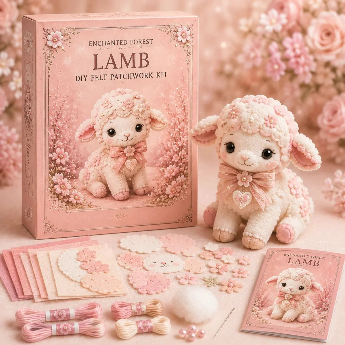 🔥HOT SALE🔥💗Pink Woodland Friends DIY Felt Sewing Kit – Make Your Own Cute Animal