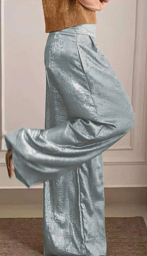 Women's Golden Thread Short-sleeved Top and Pant Suit Two-piece