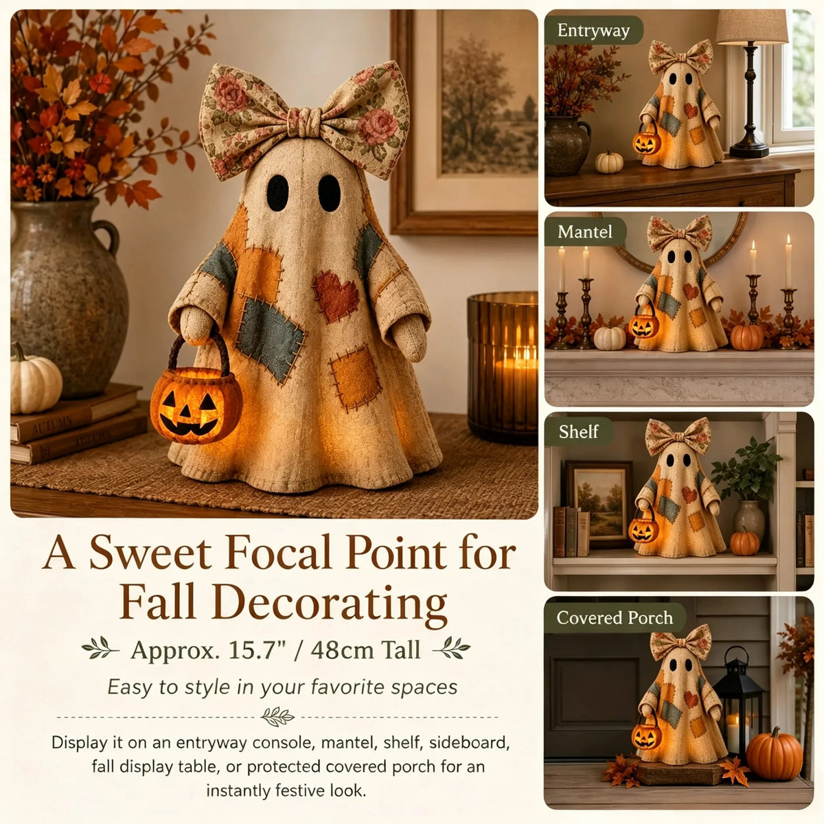 🎉👻Lighted Vintage Patchwork Ghost