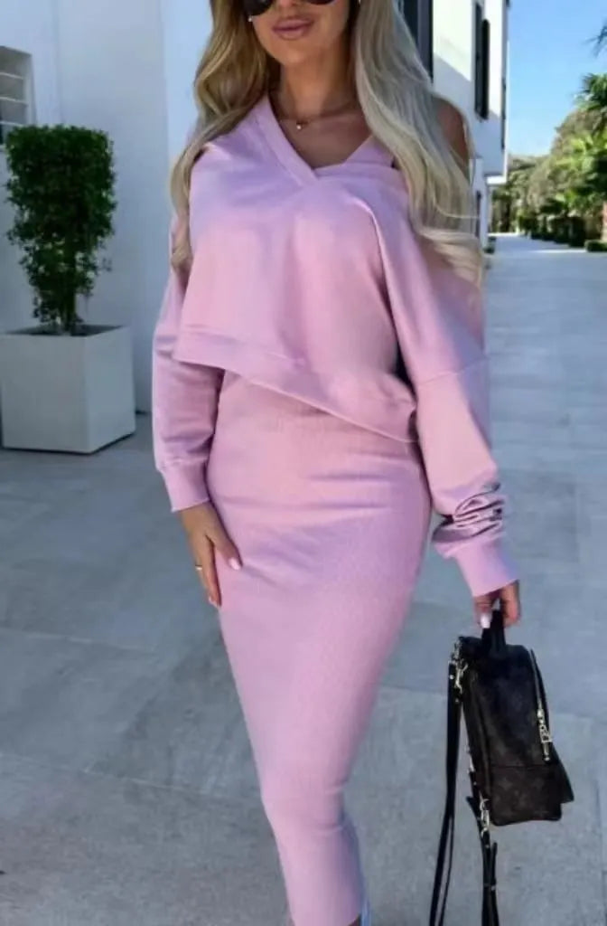 💥New Arrive - 49% OFF💥Women's 2-Piece Set Sleeveless Dress & Loose V-Neck Pullover