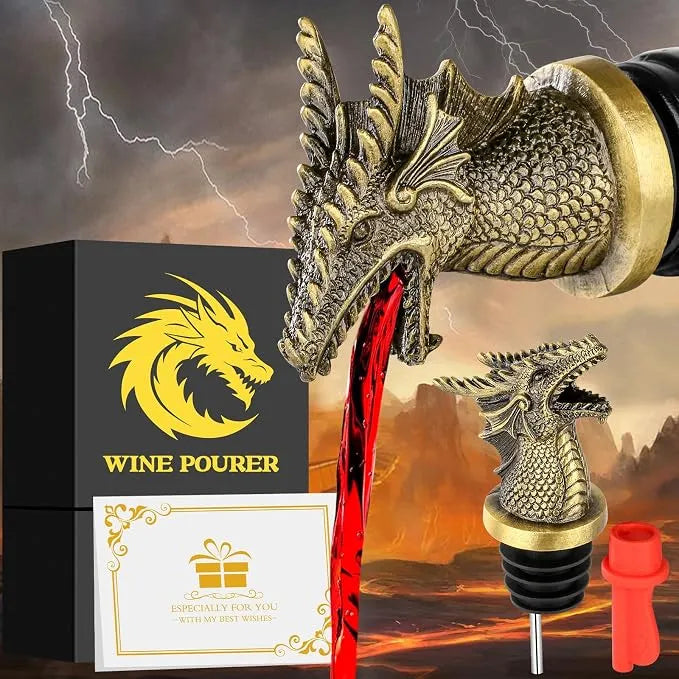 Dragon Head Wine Pourer & Bottle Stopper Set🐉🍷