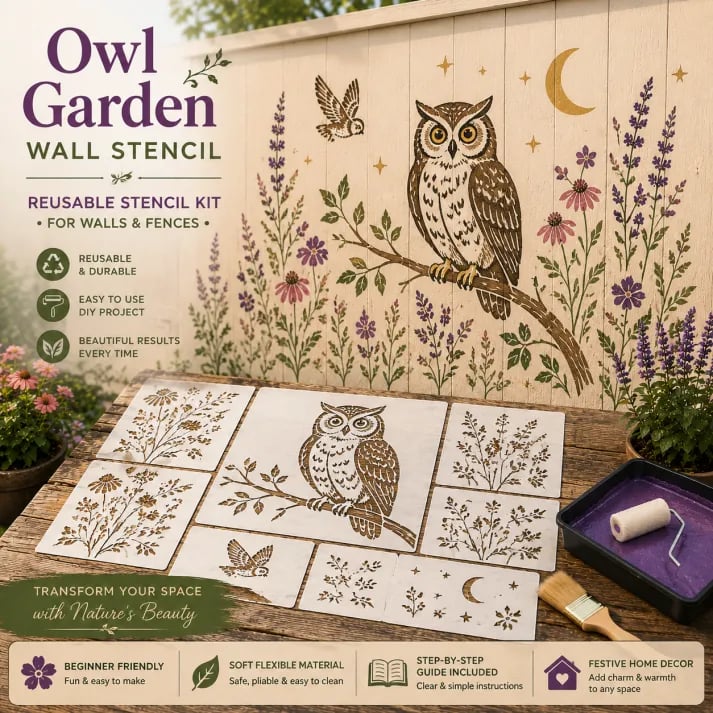 🎉🌿 Garden Wall Stencil, Reusable DIY Kit for Walls, Fences & Patios