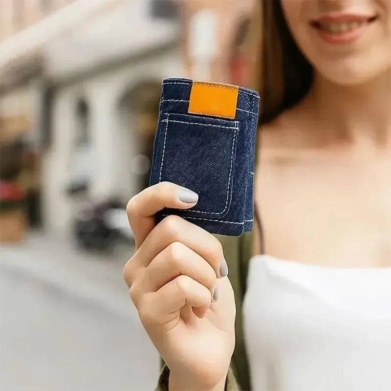 🔥HOT SALE🔥Hot Sale⚡Mini Jeans Shaped Wallet - Denim Bifold Wallet for Men & Women