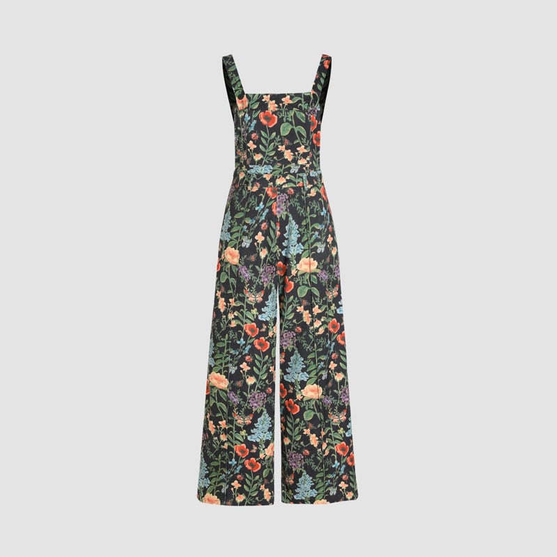 Floral Print Button Wide Leg Jumpsuit
