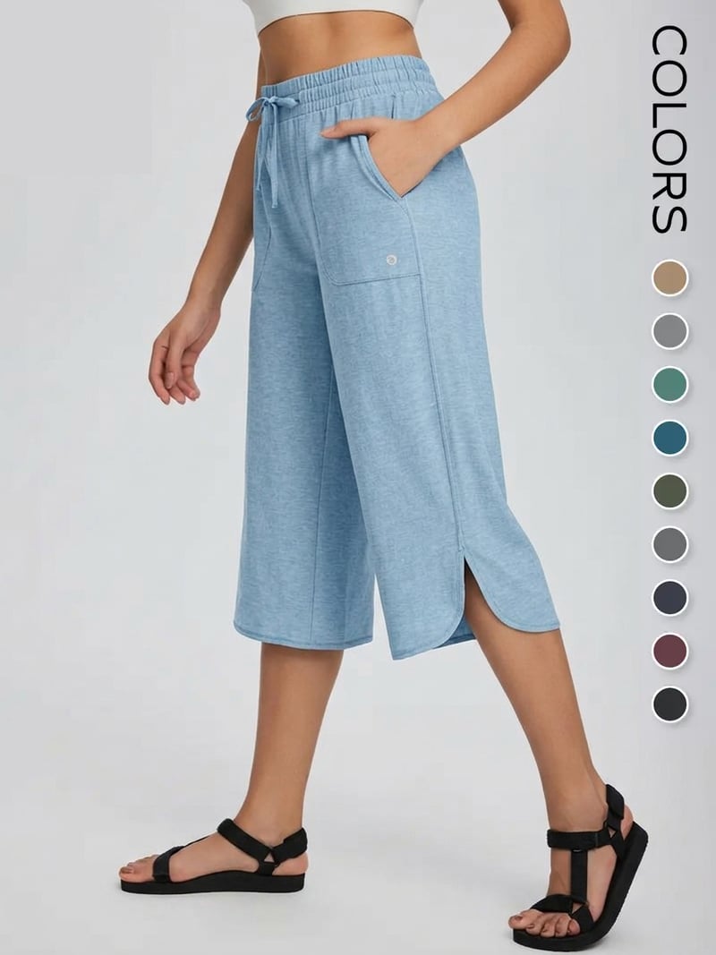 👖2026 Women's Wide Leg Yoga Capris – High Waisted with Pockets, Quick Dry, Lightweight, UPF 50+ Sun Protection – Loose Comfy for Hiking, Gym, Travel & Outdoor Workout ☀️