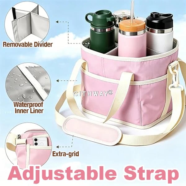 🎉 4-grid Insulated Drink Bottle Carrier Bag