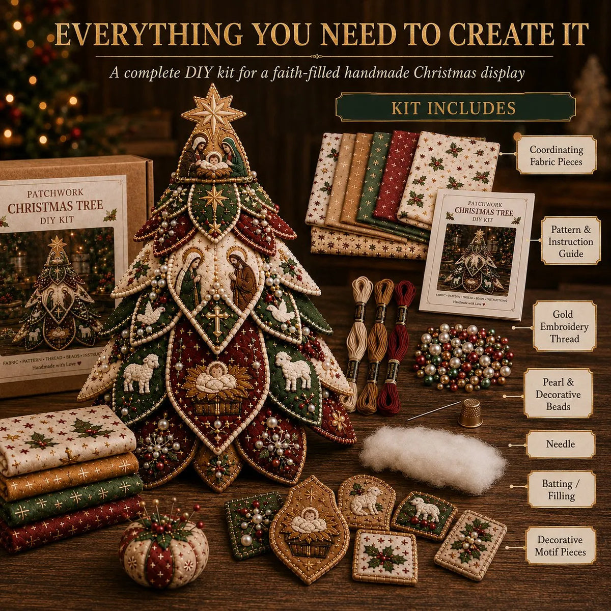 🔥LAST DAY 49% OFF - ✝️Religious-Themed Beaded & Quilted Christmas Tree DIY Kit(📦Buy 2 Free Shipping)