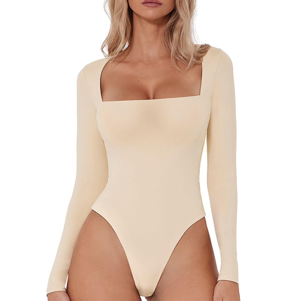 Square Neck Long Sleeve Bodysuit (Buy 2 Free Shipping)