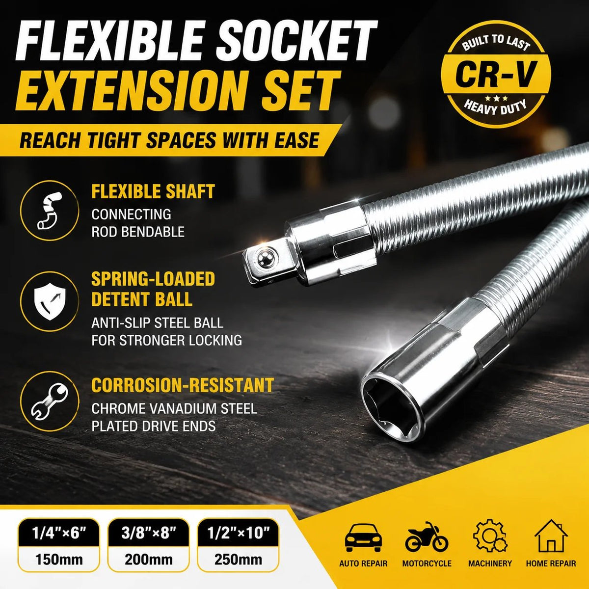 🎉Hot sell Universal Flexible Wrench Socket Tool – High Torque & Tight Space Repair Adapter