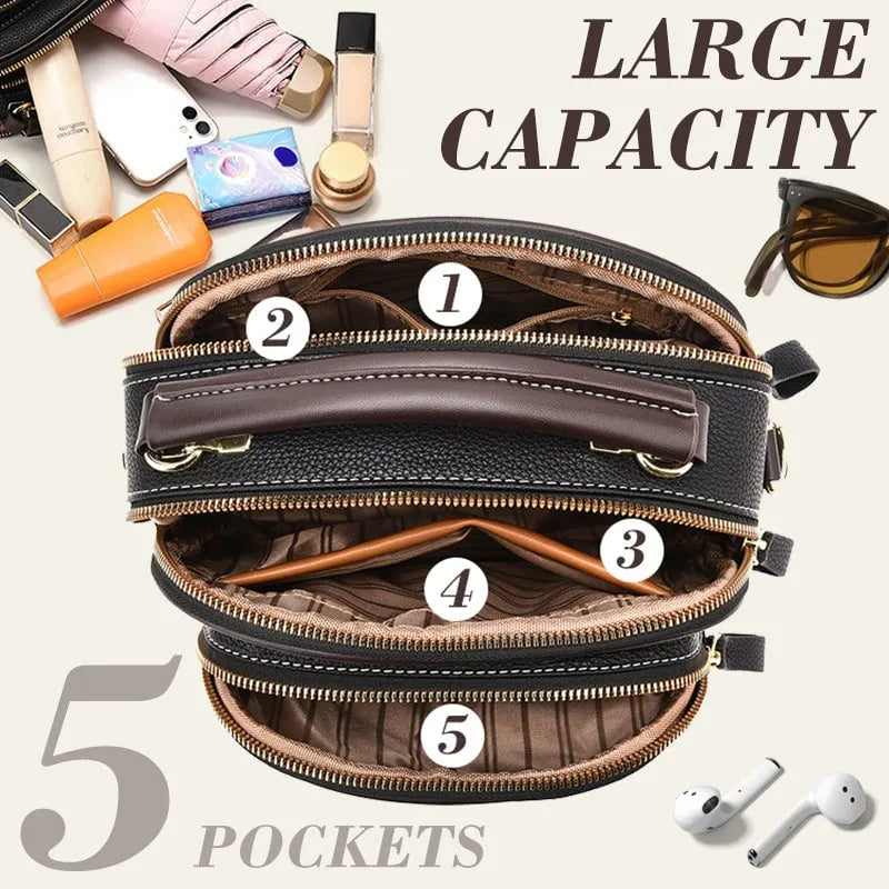 Multifunctional Compartments Adjustable Leather Crossbody Bag