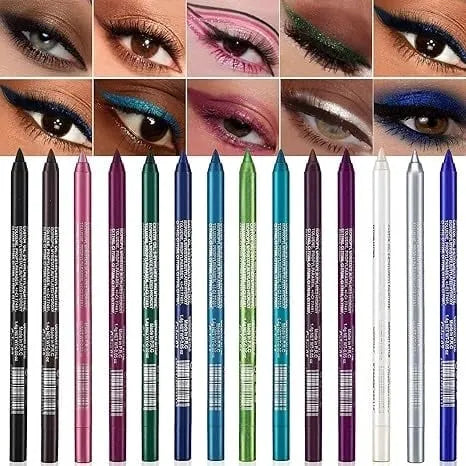 🔥HOT SALE🔥14-Pack Eyeliner Pencil Waterproof Colored Paste Liners with Metallic & Shimmer Finishes Smudge-Proof