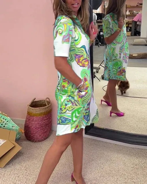 Vibrant Printed Midi Dress