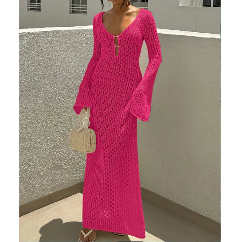 Hollowed-out Textured Dress