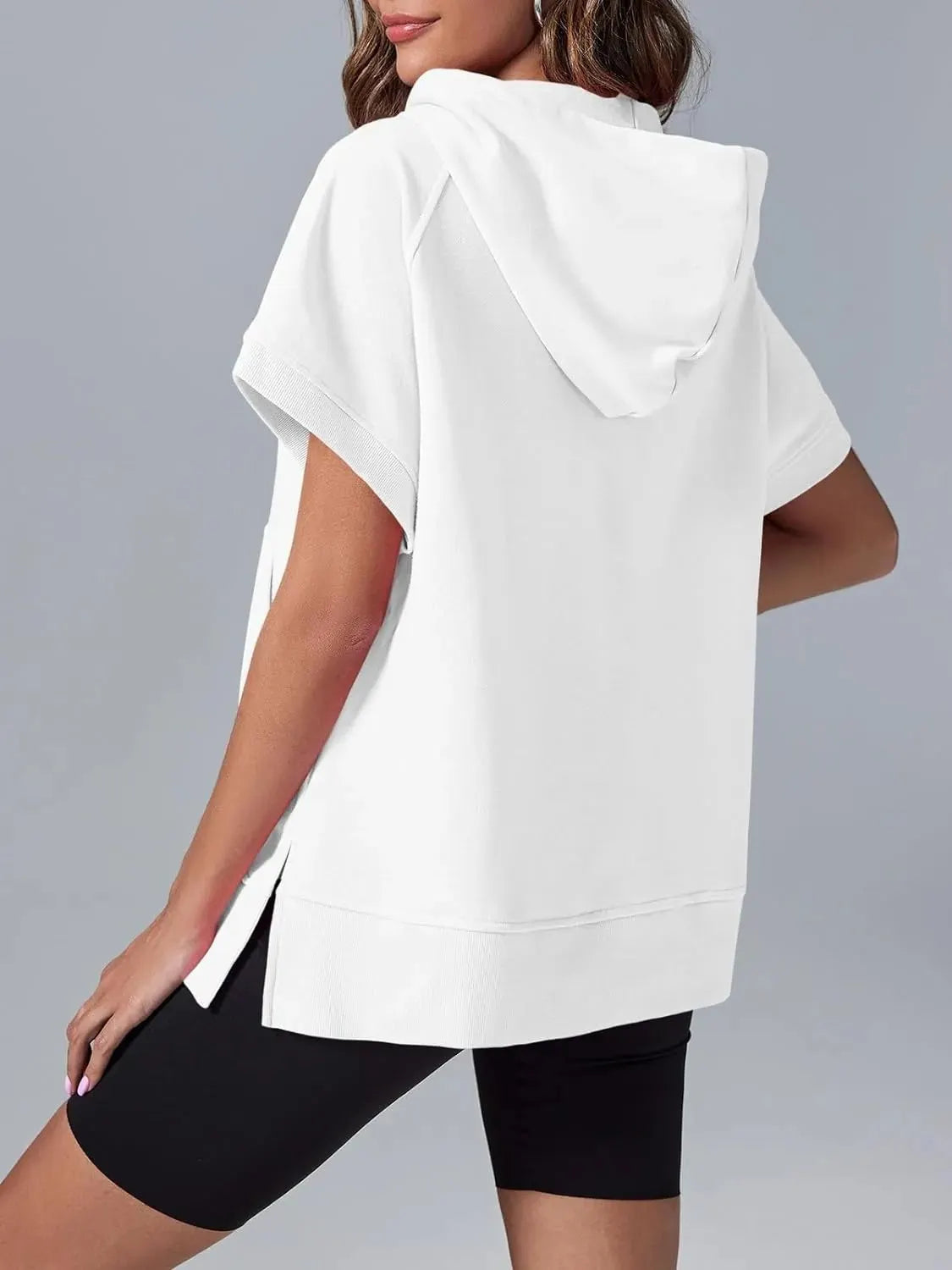 Oversized Casual Half Zip Short Sleeve Pullover Tops with Pockets (Buy 2 Free Shipping)