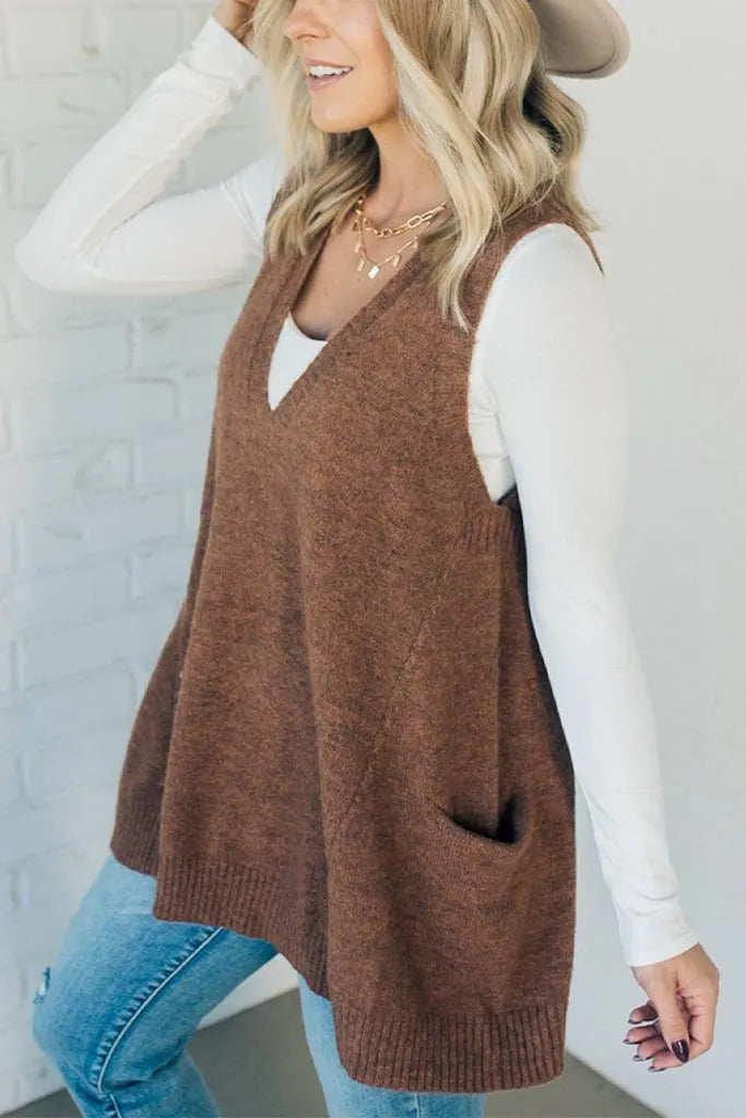 Women's Cozy Pocket Sweater Vest