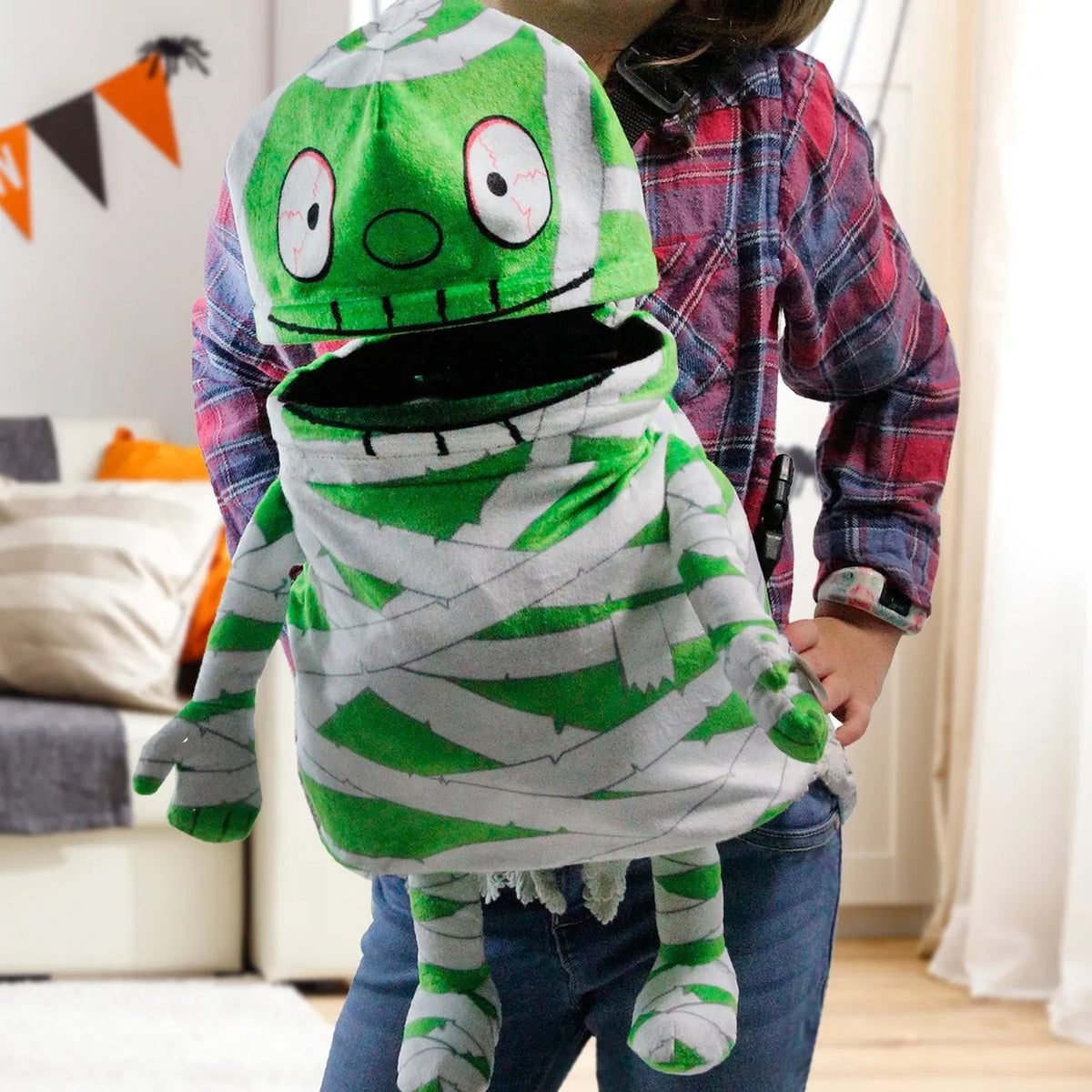 🎉🧟 Interactive Singing Mummy Plush Kids Backpack | Halloween Trick-or-Treat Candy Bag